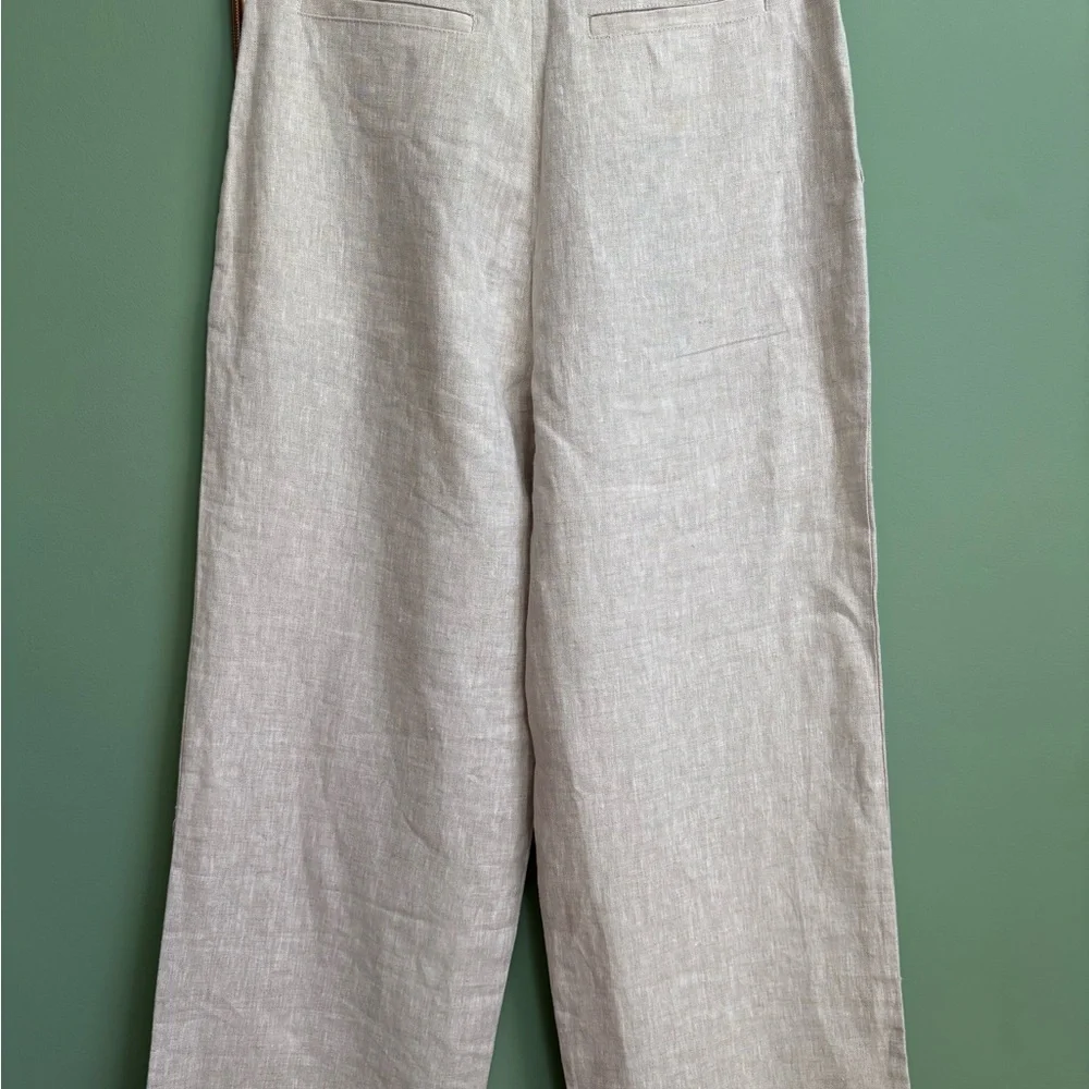 Reformation Straight-Leg Linen Pants in Light Beige